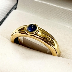 ANILLO CABUJON ORO Y ZAFIRO AZUL CORINDON SK940