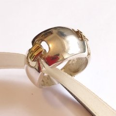 Anillo Estilo Gucci plata y oro Cabujon 1267