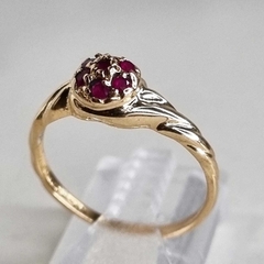 ANILLO FRUTILLA BOMBON ORO Y Y RUBIES CHICO 3805