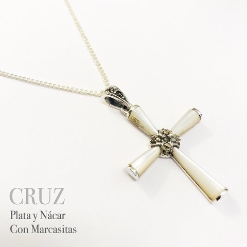 Bella Cruz en plata y Nacar con marcasitas 5107