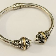 Pulsera India rígida plata terminal con oro 3960 - comprar online