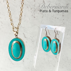 Conjunto Turquesas Colgante y Aros (sin cadena)