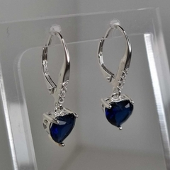 AROS BRISURA CON CORAZONES ZAFIRO AZUL PLATA 3773