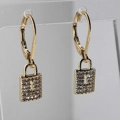 AROS PLATA ENCHAPADOS EN ORO 18K CANDADO 3759