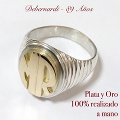 ANILLO SELLO PLATA Y ORO LETRAS HECHO A MANO INICIALES - comprar online