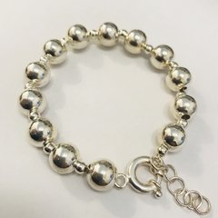 Pulsera plata bolitas grandes con marinero 3861