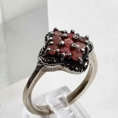 ANILLO PLATA Y RAIZ DE RUBI TAILANDIA 1216