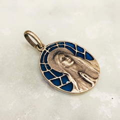 Medalla Virgen Maria con esmalte Vitro azul 7525