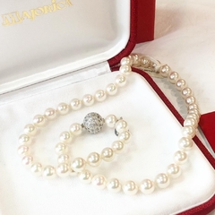 Collar de perlas Majorica perlas 8 mm 40 cm cierre Pavee T2012 - DEBERNARDI - Joyeria Debernardi