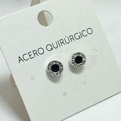 AROS ACERO CON ONIX Y CUBICS CHICO K1698