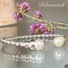 PULSERA EMMA PLATA RETORCIDA Y PERLAS K1294 - tienda online