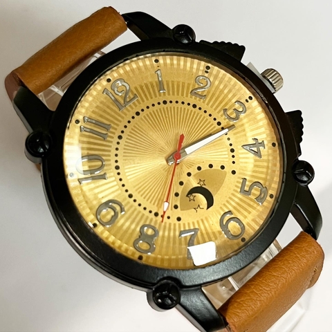 RELOJ RICHARD MARCELL MALLA CUERO NEGRO. SK416