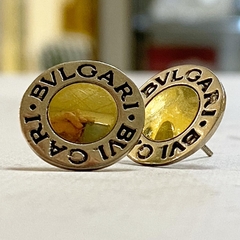 Aros BVULGARI BVG botón Plata y oro grandes