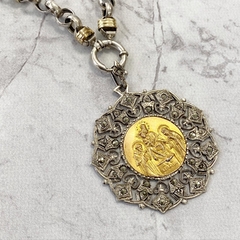 Medalla antigua plata y oro imagen religiosa 10364 - comprar online