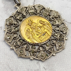 Medalla antigua plata y oro imagen religiosa 10364 en internet