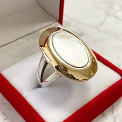 ANILLO PLATA ORO Y NACAR HECHO A MANO 10381 - comprar online