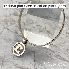 PULSERA ESCLAVA CON INICIAL LETRA COMB ORO