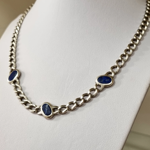 COLLAR GARGANTILLA PLATA Y LAPISLAZULI SK790