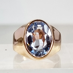 Anillo oro con Aguamarina oval SK911