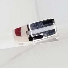 ANILLO PLATA NACAR Y ONIX RECTO COD K3902 - comprar online