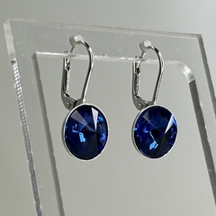 AROS PLATA BRISURA CRISTAL SWAROVSKI COLOR BERMUDA BLUE 5237