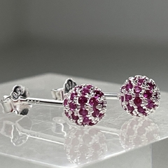 AROS ESTILO FRUTILLA EN PLATA CON RUBIES COD 3990