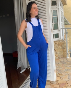 Macacão Jardineira Básica Malha Viscolycra Azul - comprar online