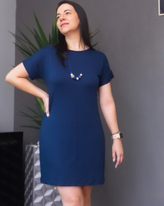 Vestido Curto Básico Malha Viscolycra Azul marinho