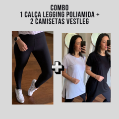 COMBO Calça Legging Poliamida + 2 Camisetas Longline Vestleg