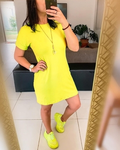 Vestido Curto Básico Malha Viscolycra Amarelo