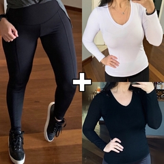 COMBO Kit Inverno Calça Legging Montaria Flanelada + 2 Blusas Segunda Pele na internet