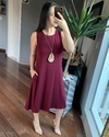 Vestido Regata Midi Básico Marsala com bolsos