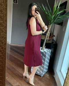 Vestido Regata Midi Básico Marsala com bolsos na internet