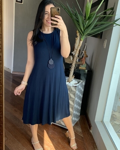 Vestido Regata Midi Azul Marinho com bolsos na internet