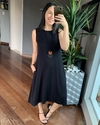 Vestido Regata Midi Básico Preto com bolsos