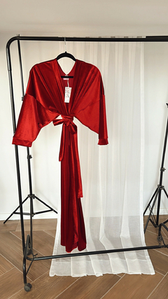 Kimono Largo De Terciopelo Velvet Corderoy Invierno 2024 Abrigado! Color Guinda Ideal para el Invierno en internet