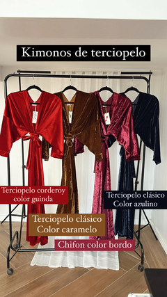 Kimono Largo De Terciopelo Velvet Caramelo Ideal para el Invierno 2024 - tienda online