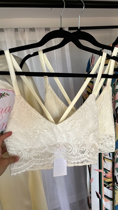 Conjunto Top de encaje forrado con bombachita Ideal para usar debajo de kimono: ajuar novias Cremita Natural Crema 2 - tienda online