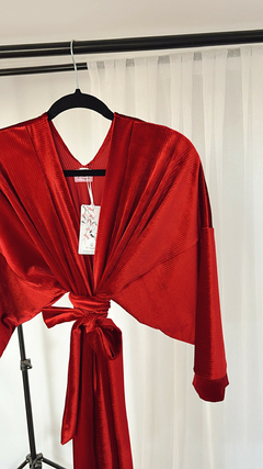 Kimono Largo De Terciopelo Velvet Corderoy Invierno 2024 Abrigado! Color Guinda Ideal para el Invierno - tienda online