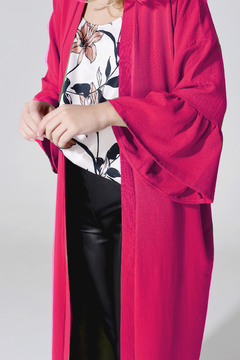 Kimono liviano de lino con mangas con volados ideal para salir de dia Fucsia - comprar online