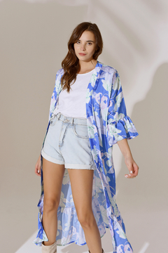 Vestido estilo Kimono KIMONODRESS Vestido Cruzado de Seda Sedita para Fiesta Estampado Azul Electrico en internet