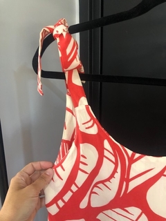 Vestido Gina Corto De Verano 2023 Fibrana Ideal Pileta Estampado Rojo - comprar online