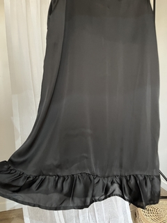 Conjunto Bata Kimono Y Camison de Seda Con Encaje Negro - OhMagnoliaKimonos