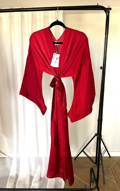 Kimono Largo con Mangas Japonesas de sedita Bordo Ideal para estar en casa o salir a la noche