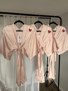 Kimono corto de seda con mangas tradicional Rosa bebe Para estar en casa