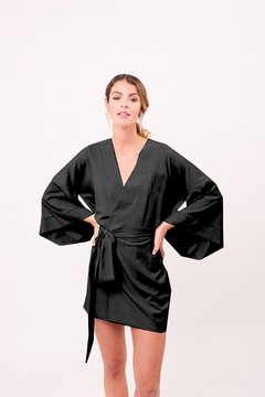 Kimono con Mangas Japonesas Negro de Seda - comprar online