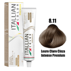 Coloração Itallian Premium Louro Claro Cinza Intenso 8.11 - 60g