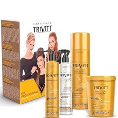 Trivitt Itallan Kit Profissional 4pçs: Shampoo 1L + Hidratação Intensiva 1Kg + Cauterização 300ml + O Segredo do Cabeleireiro 300ml Reconstrução Instantânea