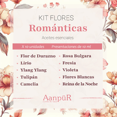 Kit 10 Aceites Esenciales Afrodisíacos 10 ml- Flores Románticas