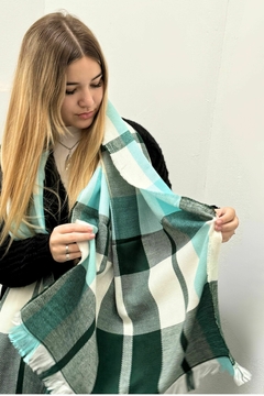 Pashmina 1020 Aqua y verde ingles